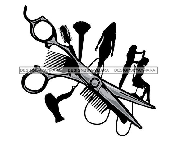 Scissors & Combs Hair Stylist Patterns Wrapping Paper Sheets