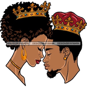 African American Romantic Couple King Queen Relationship Goals True Love Soulmates Man Afro Woman SVG PNG Art Sublimation Cut Design Print