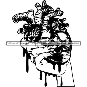 Woman Hands Holding Human Broken Heart Bleeding Blood Dripping Agony Despair Emotional Heartbreak SVG PNG JPG Print Cutting Vector Designs