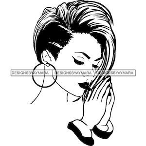 Afro Woman Praying Begging Asking Ask Meditation Pray Prayers God Lord Faith Religion SVG .JPG.PNG Vector Clipart Cricut Circuit Cut Cutting