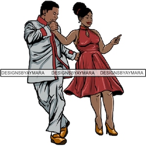 Stepper danser Stepping Chicago stijl Afrikaans-Amerikaanse paar dansende dans stap liefde. Svg. Eps. PNG Vector Clipart niet voor het snijden