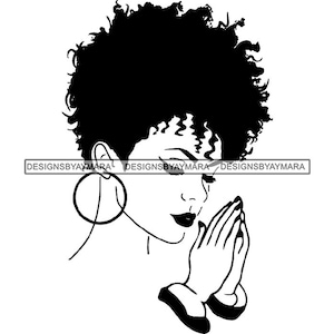 Donna afro Pregare Chiedere l'elemosina Chiedere Chiedere Meditazione Pregare Preghiere Dio Signore Fede Religione SVG .JPG.PNG Vector Clipart Cricut Circuit Cut Cutting