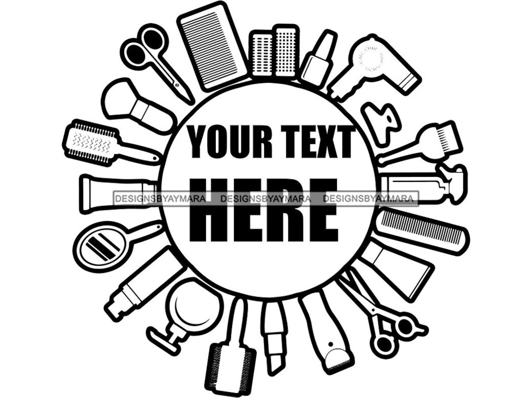 Beauty Salon Accessories Business Logo Hairdresser Comb Brush Scissors