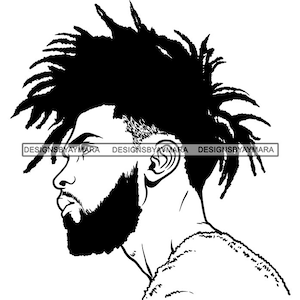 Homem Atraente Preto Barbudo Bonito Hipster Modelo Moda Masculino Cara Estiloso Bigode Close-up Macho Viril SVG PNG JPG Cricut Corte Corte