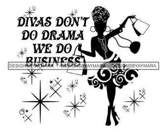 Black Woman Silhouettes African American Lady Nubian Queen Diva Afro.SVG .EPS .PNG Jpg Vector Clipart Cricut Silhouette Circuit Cut Cutting