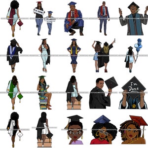 Paquete de graduación 20 diseños para uso comercial Bata Gorra Graduado Éxito escolar Diploma Logros SVG PNG JPG Diseños de corte vectorial