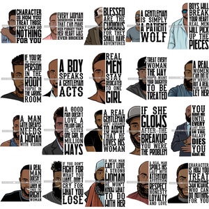 Bundle 20 Black Man Bearded Handsome Hipster Life Quotes Half Face Guy Stylischer Schnurrbart Nahaufnahme Macho Manly SVG PNG JPG Cricut Cut Cutting