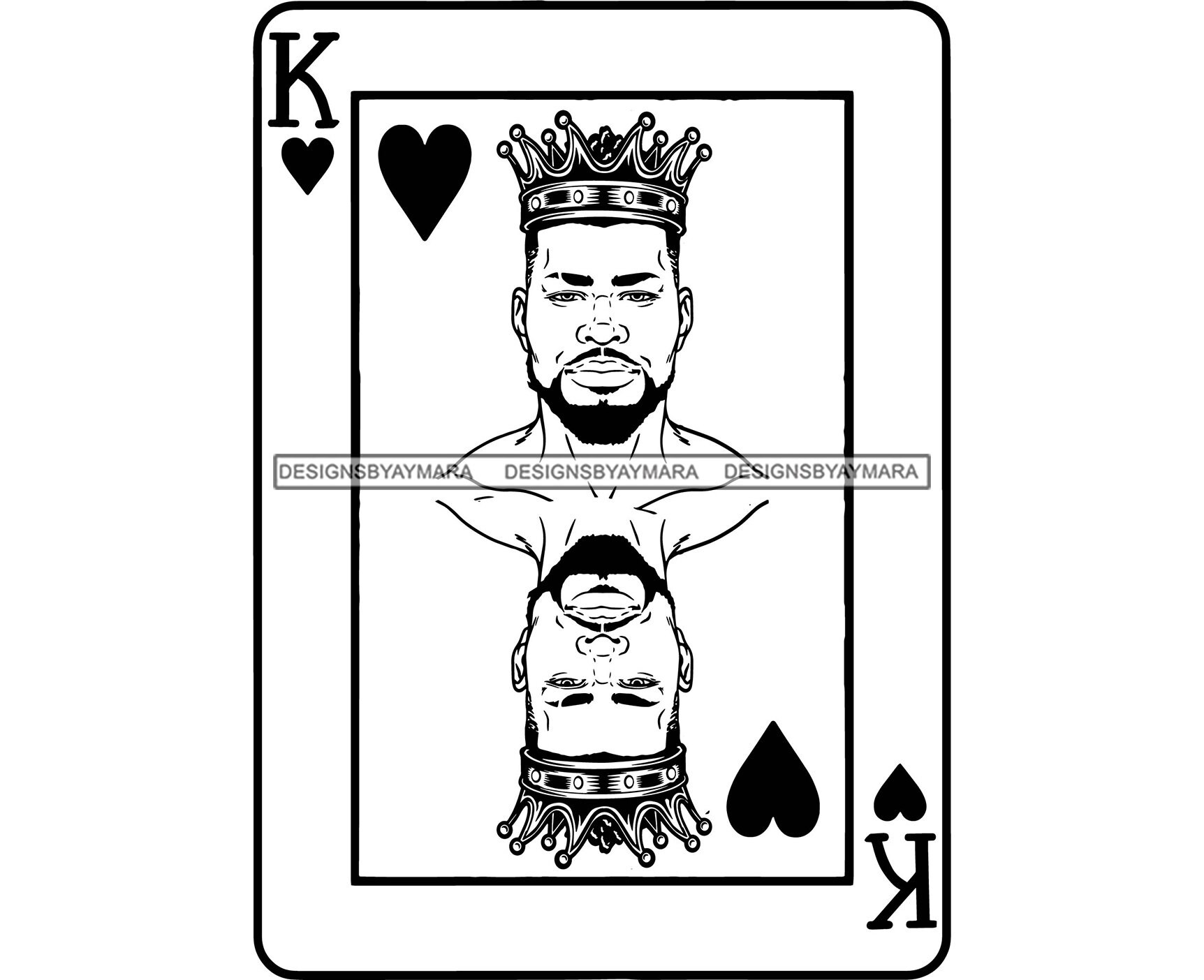 Black King Man Power Black Jack Ace Card Game Crown Headwear Royal Royalty SVG JPG PNG Vector Clipart Silhouette Cricut Circuit Cut Cutting