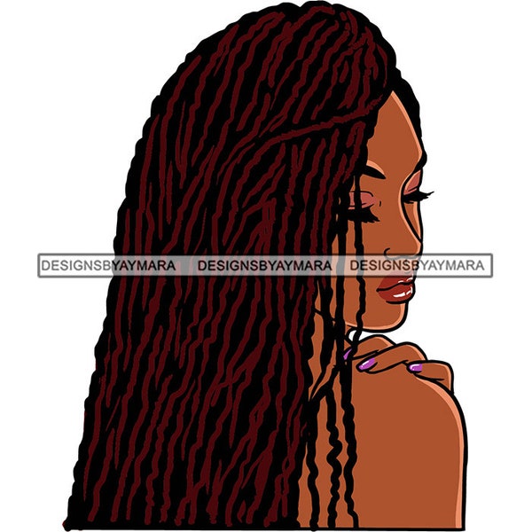 Afro Woman SVG Sister-locks Hairstyle Nubian Queen Melanin African American Female Lady JPG PNG Vector Clipart Cricut Circuit Cut Cutting