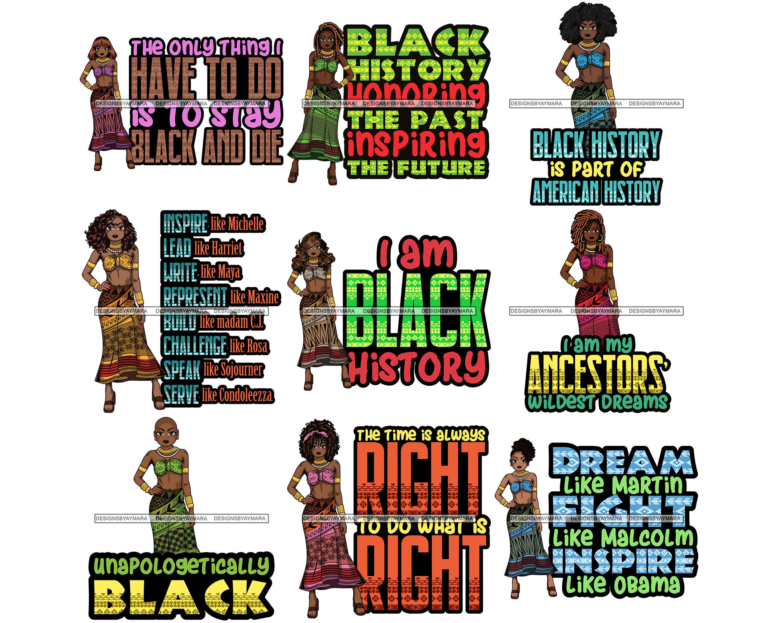 Afro Lola Black History Month Quotes February Celebration Proud Roots African American Woman SVG JPG PNG Clipart Vector Cricut Cut Cutting