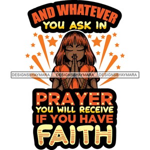 God Quotes Afro Woman Praying Prayer Pray Nubian Melanin Religion Classy Lady SVG PNG JPG Vector Clipart Circuit Cut Cutting