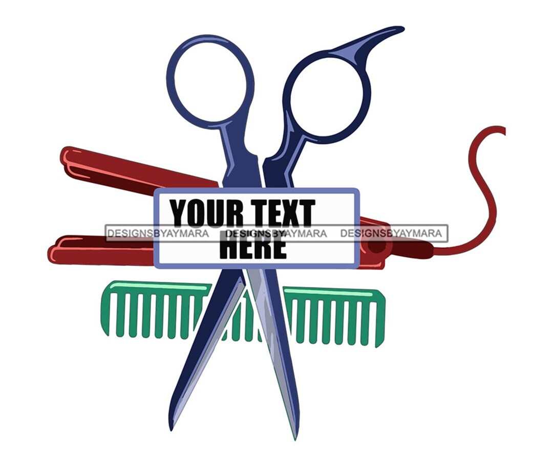 Beauty Salon Accessories Business Logo Hairdresser Iron Scissors Tools