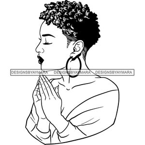 Woman Praying Black Lady Church Faith Begging Pray Prayers God Lord Faith Religion SVG JPG.PNG Vector Clipart Cricut Circuit Cut Cutting