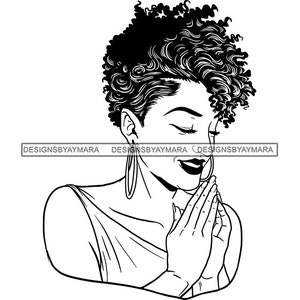 Woman Praying Black Lady Church Faith Begging Pray Prayers God Lord Faith Religion SVG JPG.PNG Vector Clipart Cricut Circuit Cut Cutting