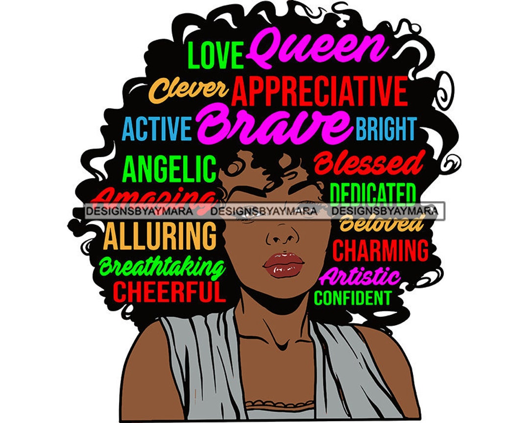 Afro Woman SVG Hair Quotes Woman Qualities Nubian Queen Diva - Etsy