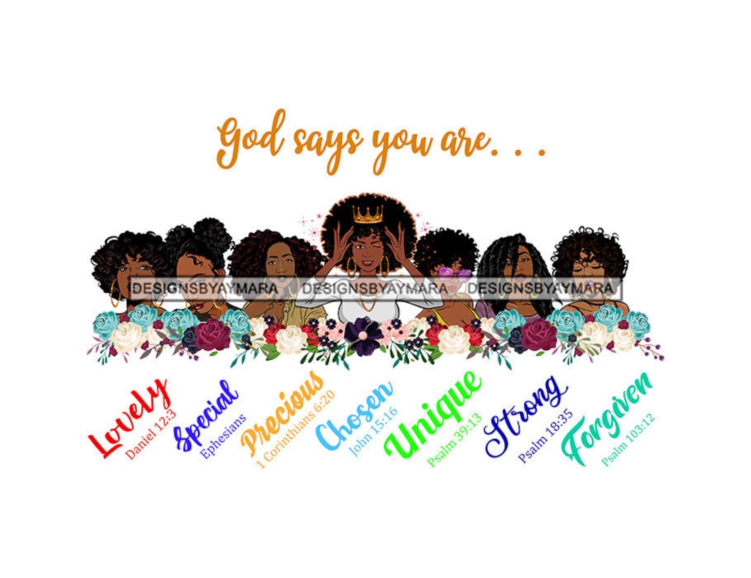 Afro Woman God Says You Are Lovely Special Unique Melanin Nubian Black ...