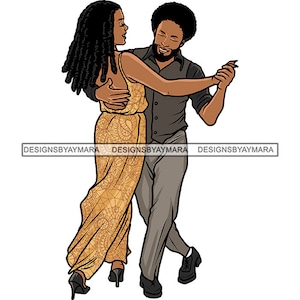 Afro Pareja Bailando Swing Stepper Dancer Paso Bailando Estilo Chicago Bailarín Steppers Detroit Ballroom SVG PNG JPG Diseños de vectores de corte de impresión