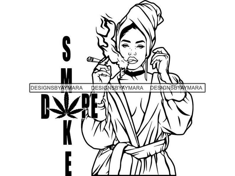 Woman Smoking Weed Blunt Cannabis Medical Marijuana 420 Dope | Etsy