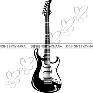 Electric Guitar Stratocaster Musical Instrument Acoustic Guitar Music Amplifier .SVG .EPS .PNG Vector Clipart Digital Circuit Cut Cutting