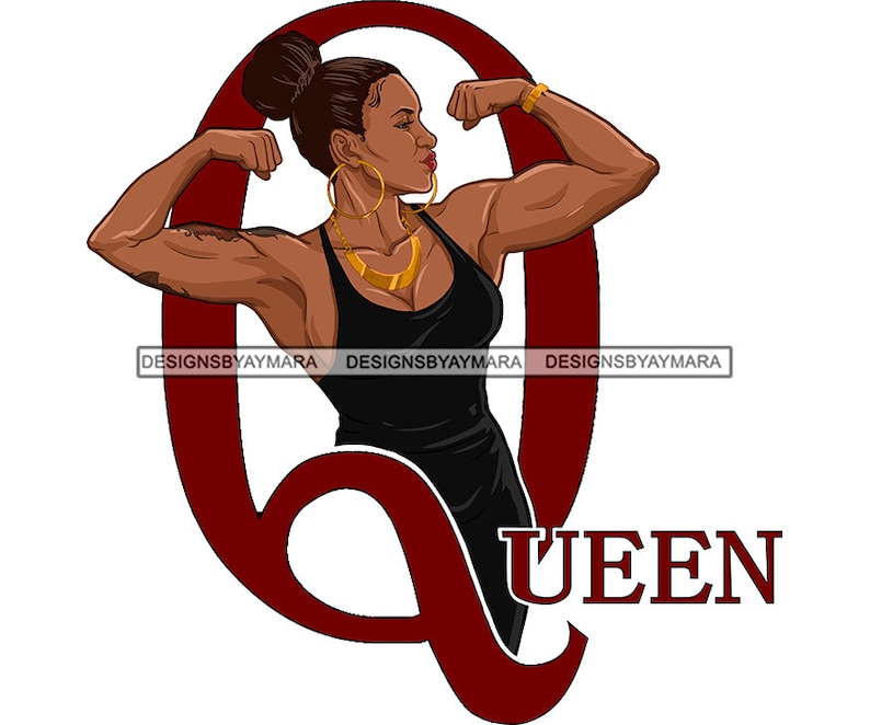 Download Afro Strong Queen SVG Woman Flexing Tattoo Bodybuilder Nubian | Etsy
