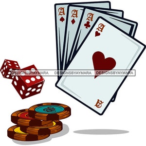 Ace Casino Card Game Dice Chips Juegos De azar Lucky Game Bet Poker Player Jackpot SVG JPG PNG Vector Clipart Silhouette Cricut Cut Cutting