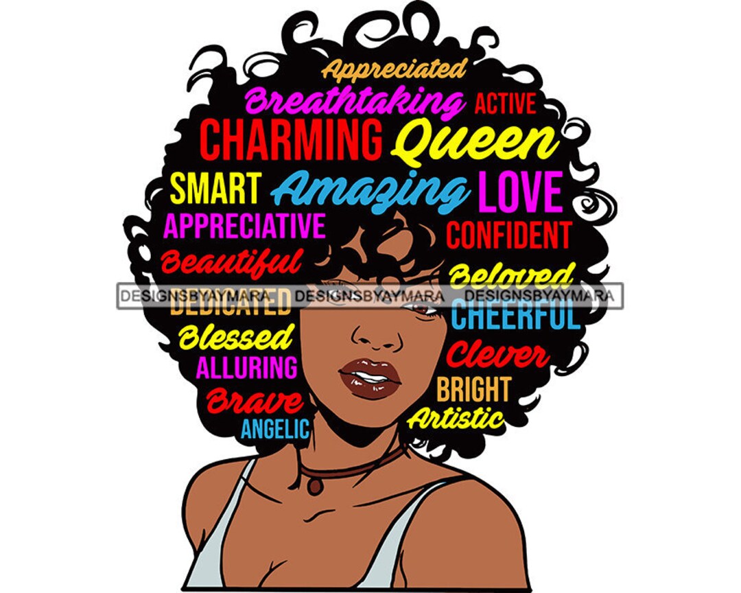 Afro Woman SVG Hair Quotes Woman Qualities Nubian Queen Diva - Etsy Israel
