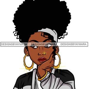 Afro Lola Boss Lady Pretty Face Melanin Black Queen Woman Short Hairstyle SVG JPG PNG Vector Clipart Cricut Silhouette Circuit Cut Cutting