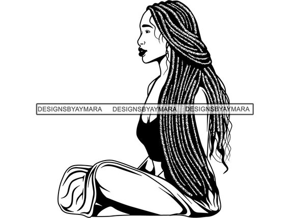 Download Black Woman SVG Braids Locs Dreads Hairstyle Beauty Salon Logo | Etsy