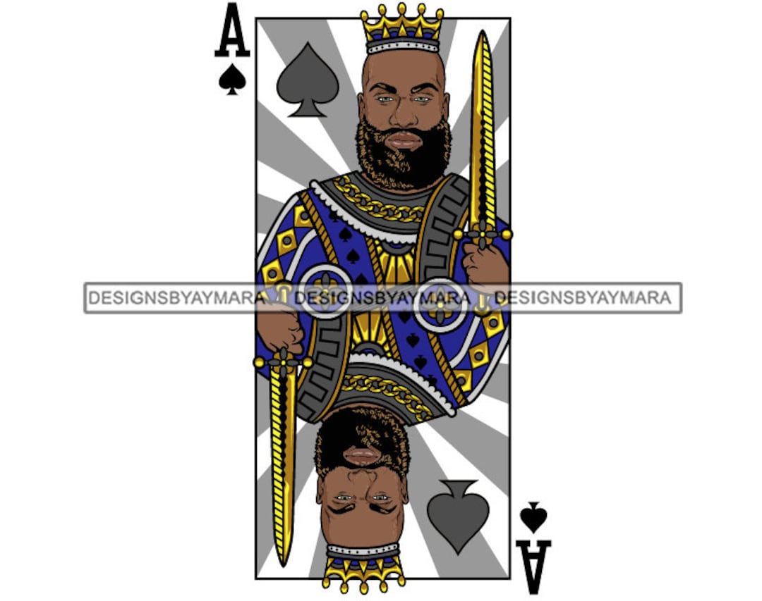Black King Man Power Black Jack Ace Card Game Crown Headwear Royal