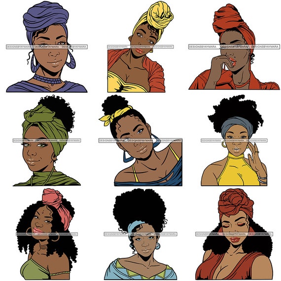 Download Bundle 9 Black Woman Turban Head Wrap Melanin Diva Classy Lady Etsy