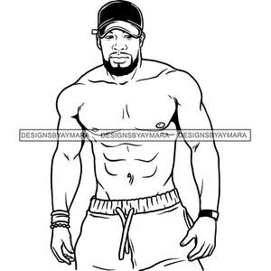 Homem Atraente Preto Barbudo Bonito Hipster Modelo Moda Masculino Cara Estiloso Bigode Close-up Macho Viril SVG PNG JPG Cricut Corte Corte