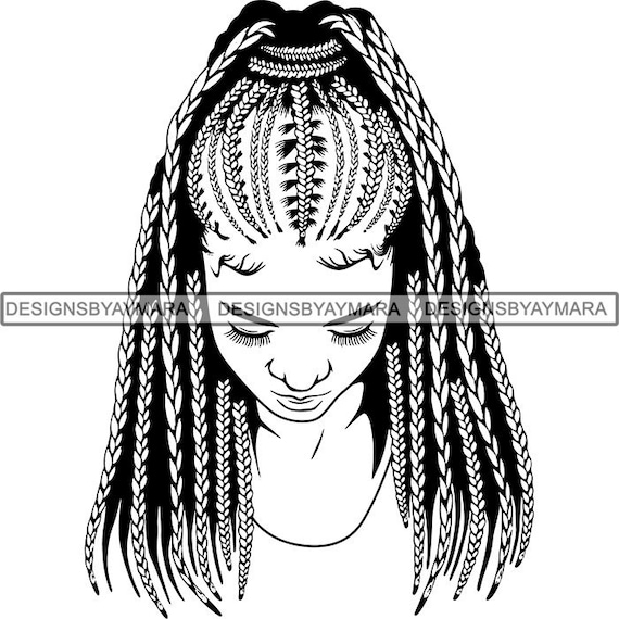 Download Black Woman Svg Braids Locs Dreads Hairstyle Beauty Salon Logo Etsy