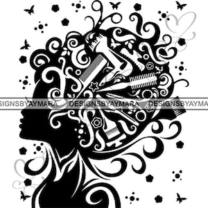 Hair Style Salon Beauty Scissors Comb Hairdresser Female Fashion .SVG .JPG.PNG Vector Clipart Cricut Silhouette  Circuit Cut Cutting