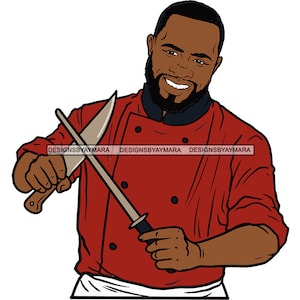 Afro Man chef-kok mannelijk culinair uniform koken beroep baan bedrijf keuken gastronomische kok SVG JPG PNG Vector Design Cricut silhouet snijden