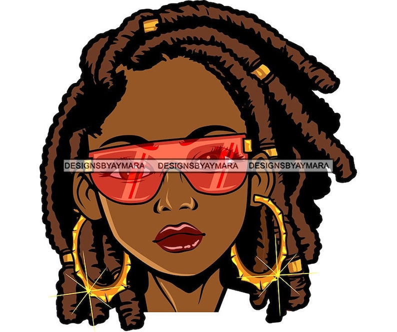 Download Afro Woman SVG Black Queen Wearing Glasses Dreads Hairstyle | Etsy