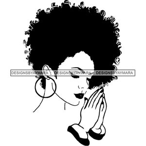 Afro Woman Praying Begging Asking Ask Meditation Pray Prayers God Lord Faith Religion SVG .JPG.PNG Vector Clipart Cricut Circuit Cut Cutting