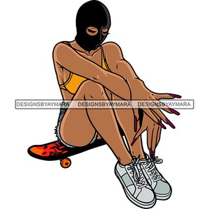 Gangster Dope Femme Cambrioleur Masque de Ski Gangsta Girl Angel Eyeliner  Mélanine Hustle Skillz SVG PNG JPG Vector Cutting Cut Cricut Silhouette -   France