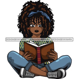Afro Lola Reading SVG Education Nubian Queen Glamour Woman Melanin Popping Classy Diva Lady .JPG.PNG Vector Clipart Cricut Cut Cutting Files