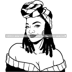 黒人女性のターバンヘッドラップメラニン女神ディーバ上品な女性ヌビア女王アフリカ.SVG JPG.PNGベクタークリップアート回路カットカッティングクリカット