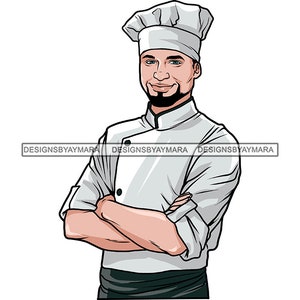 Executive Kaukasische Chef-kok Man Man Koken Expert Culinair Fornuis Gastronomische keuken Professionele kok SVG PNG JPG Print Cutting Vector Designs