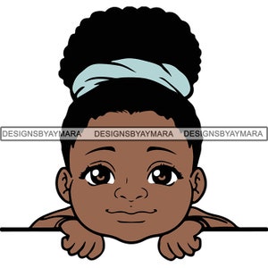 Peek-a-Boo Te veo bebé Boo SVG Capa Chica Afro Puff Nubian lindo niño afroamericano. Jpg. PNG Vector Clipart Corte de Corte de Corte
