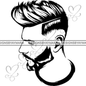 Corte de cabelo Barbeiro Moda Estilo Bonito Barba Bigode Retro Salon .SVG .EPS .PNG Jpg Vector Clipart Cricut Silhouette Circuit Cut Cutting