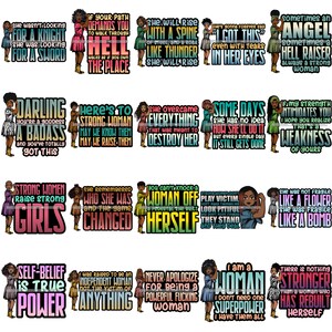 Bundle 20 Afro Lola Flexing SVG Strong Woman Power Quotes Goddess Melanin Queen Nubian JPG PNG Vector Clipart Cricut Circuit Cut Cutting