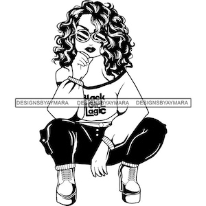 Afro Lola Déesse SVG Reine Nubienne Fabuleux Glamour Femme Mélanine Popping Diva Classy Dame .JPG.PNG Vecteur Clipart Cricut Couper Fichiers