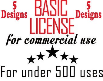 5 Designs Basic Commercial License for Commercial Use of Patterns, Graphic Design - unlimited prints / usage