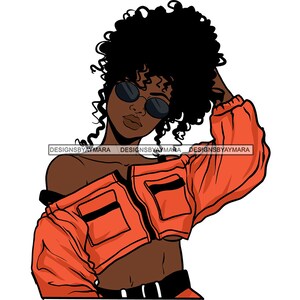 Afro Street Girl Lady Pretty Face Melanin Queen Black Woman Curly Hairstyle SVG JPG PNG Vector Clipart Cricut Silhouette Circuit Cut Cutting