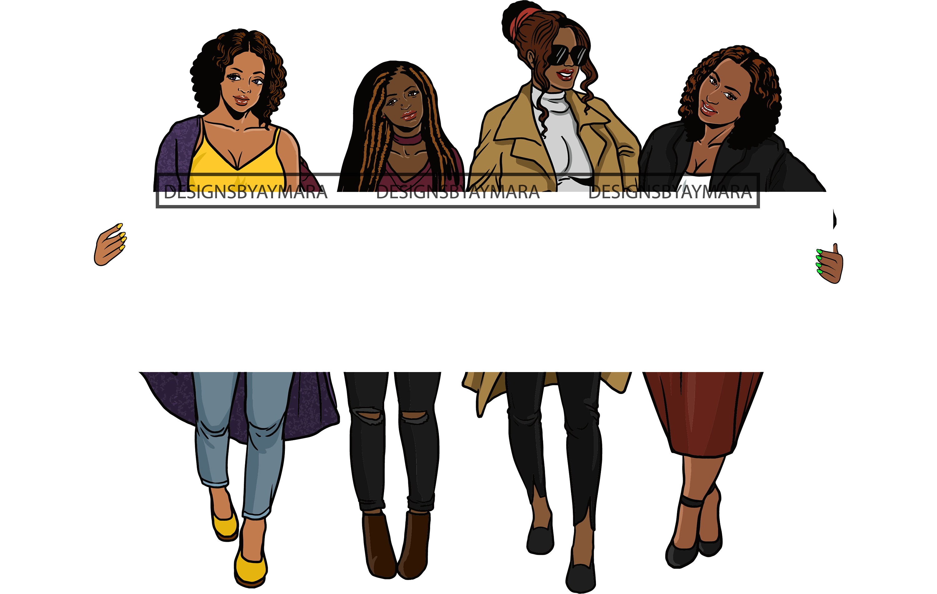 Afro Women Holding Business Sign Banner Menu Melanin Black Etsy UK