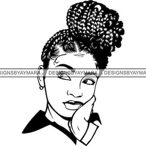 Black Woman Braids Dreads Hair African American Unique Design Nubian Queen SVG .JPG.PNG Vector Clipart Cricut Silhouette Circuit Cut Cutting