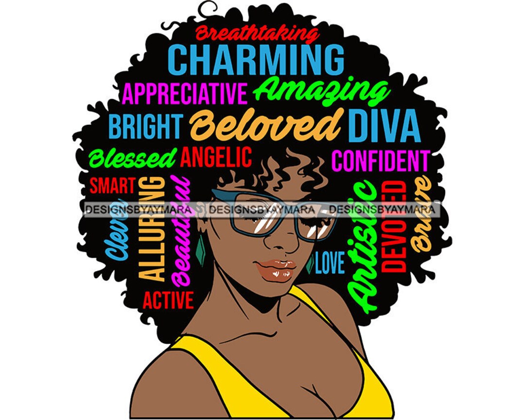 Afro Woman SVG Hair Quotes Woman Qualities Nubian Queen Diva - Etsy