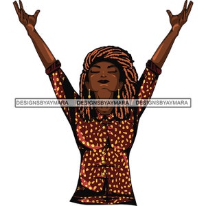 African American Woman Girl Praying Arms High God Prayer Pray Faith Melanin Religion Nubian SVG PNG JPG Vector Clipart Circuit Cut Cutting